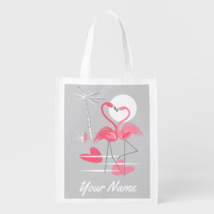 Flamingo Love Name reusable bag
