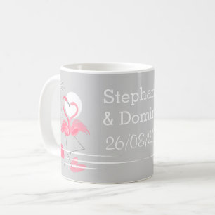 Flamingo Love Names Date mug