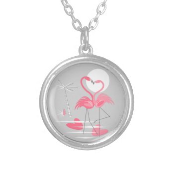 Flamingo Love Necklace by QuirkyChic at Zazzle