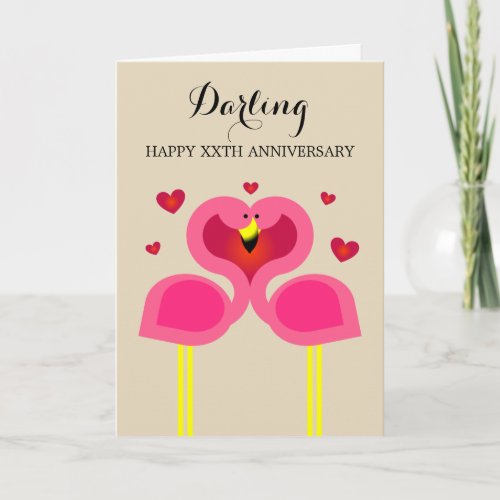 Flamingo Love Personalized Anniversary Card