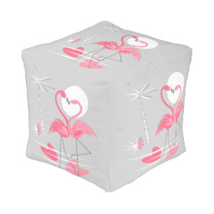 Flamingo Love pouf cube