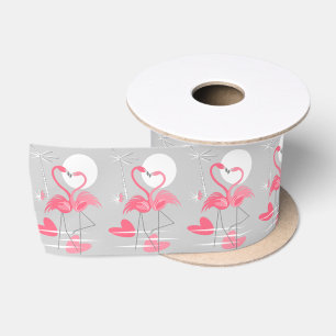 Flamingo Love ribbon satin