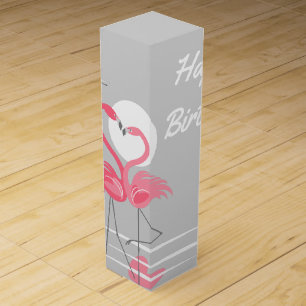 Flamingo Love Side Birthday wine box