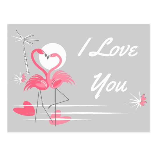 Download Flamingo Love Side I Love You postcard landscape | Zazzle.com