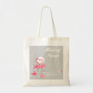 Flamingo Love Side Maid of Honor budget tote Bag