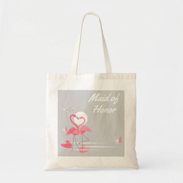Flamingo Love Side Maid of Honor budget tote Bag (Front)