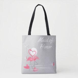 Flamingo Love Side Maid of Honor tote bag