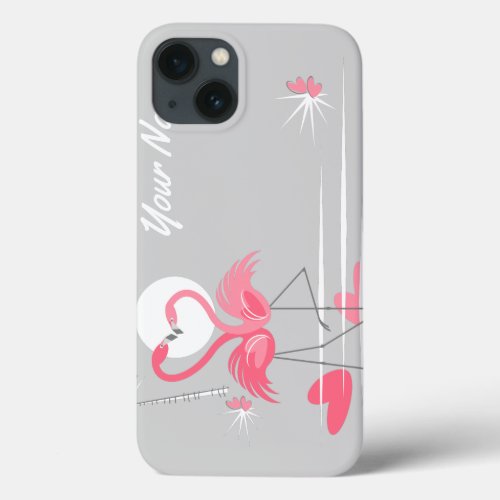 Flamingo Love Side Name IPad Mini horizontal iPhone 13 Case