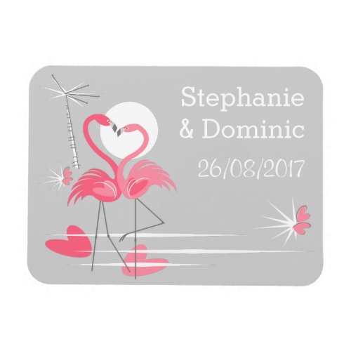 Flamingo Love Side Names Date flexible magnet
