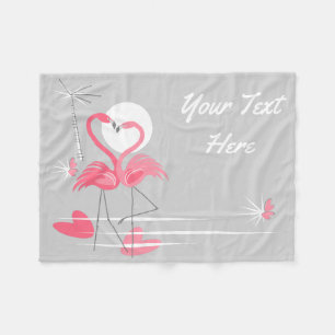 Flamingo Love Side Text fleece small horizontal Blanket