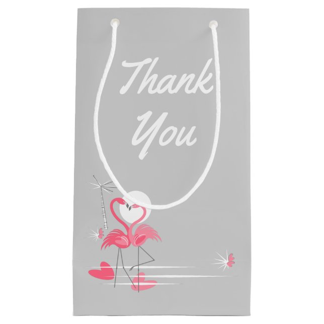 Flamingo Love Side Thank You small Gift Bag (Front)