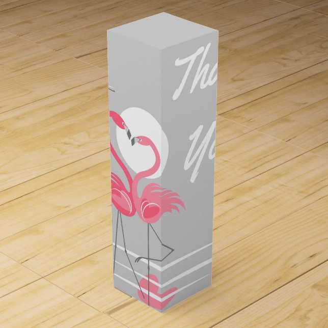 Flamingo Love Side Thank You wine box (Front)