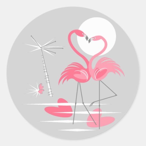Flamingo Love sticker round