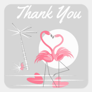 Flamingo Love sticker Thank You square