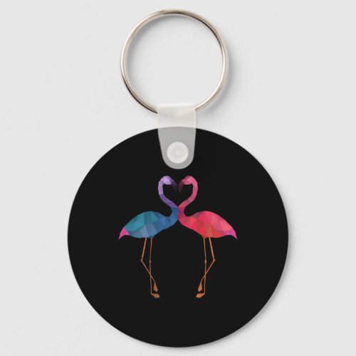 Flamingo love summer couples keychain