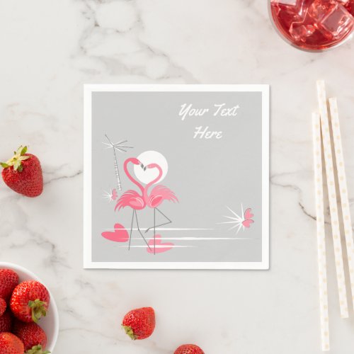 Flamingo Love Text paper napkins