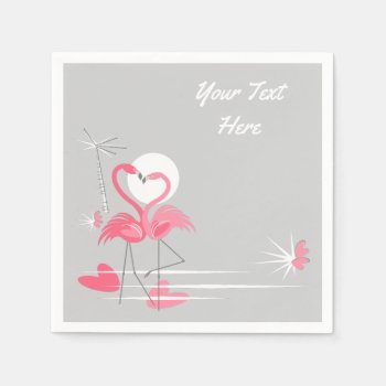 Flamingo Love Text Paper Napkins by QuirkyChic at Zazzle