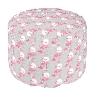 Flamingo Love Tiled pouf round