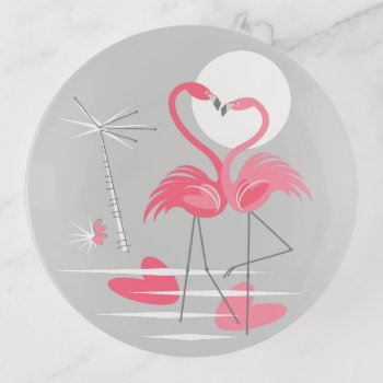 Flamingo Love Trinket Tray Round by QuirkyChic at Zazzle