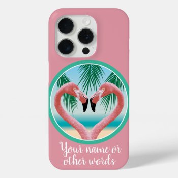 Flamingo Love (tropical Valentine) Iphone 15 Pro Case by eBrushDesign at Zazzle