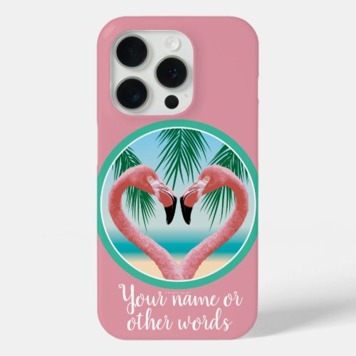Flamingo Love Tropical Valentine iPhone 15 Pro Case