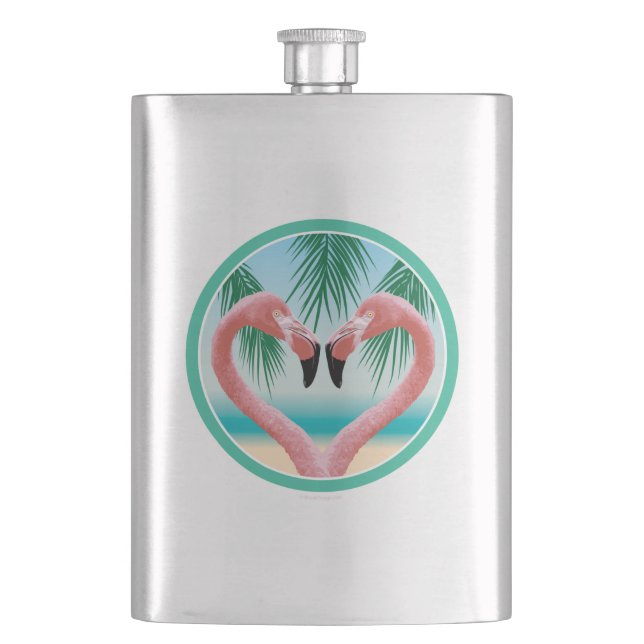 Flamingo Love (Tropical Valentine) Flask (Front)