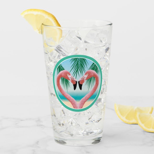 Flamingo Love (Tropical Valentine) Glass (Front Ice)