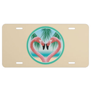 Flamingo Love (Tropical Valentine) License Plate