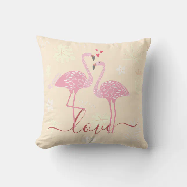 Flamingo Love Valentines Throw Pillow Zazzle