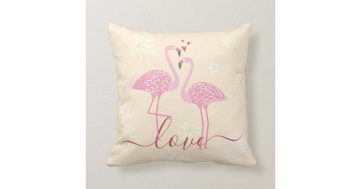 Flamingo Love Valentines Throw Pillow