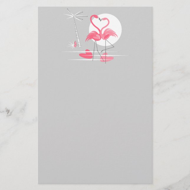 Flamingo Love Wide stationery (Front)