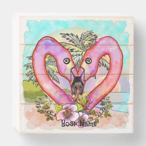 Flamingo Love  Wooden Box Sign