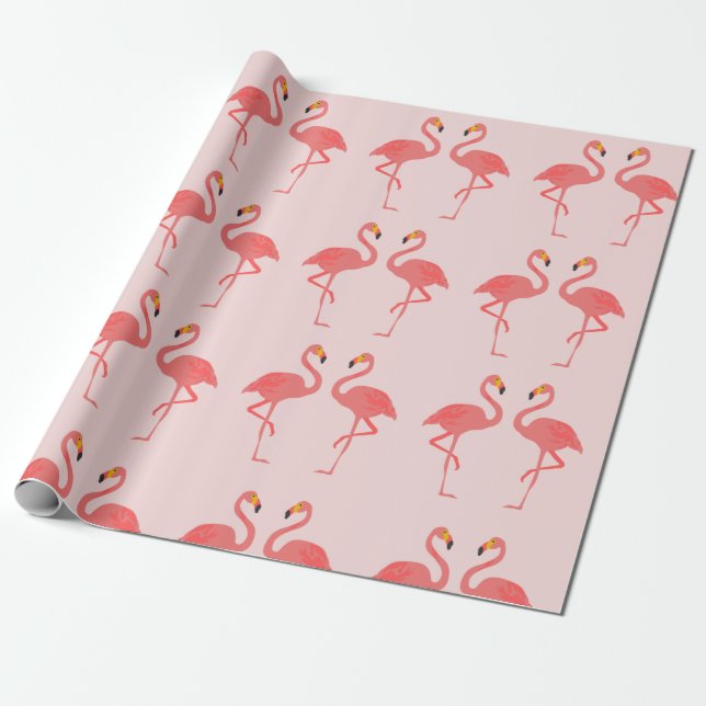 Flamingo Love Wrapping Paper (Unrolled)