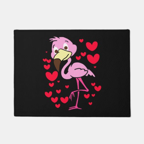 Flamingo Lovely Valentines Day Cute Hearts Doormat