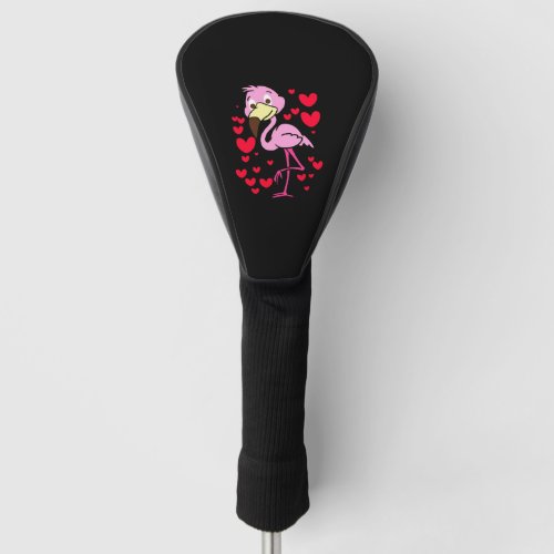 Flamingo Lovely Valentines Day Cute Hearts Golf Head Cover