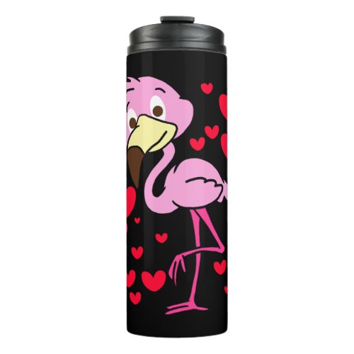 Flamingo Lovely Valentines Day Cute Hearts Thermal Tumbler