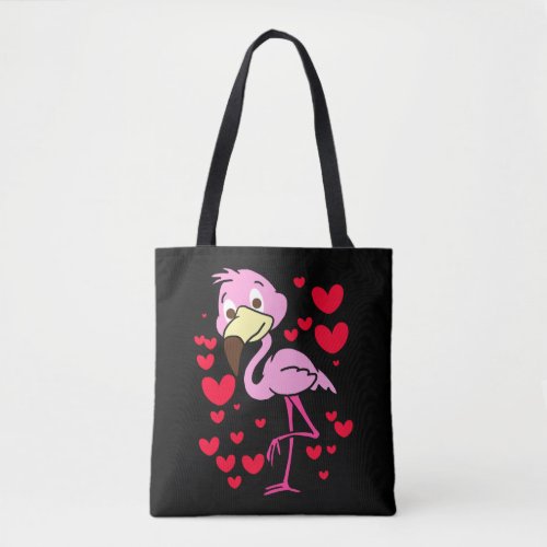 Flamingo Lovely Valentines Day Cute Hearts Tote Bag