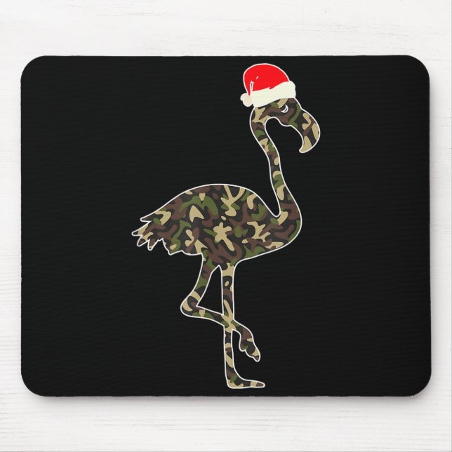 Flamingo Lover Christmas Santa Hat Camouflage Illu Mouse Pad (Front)