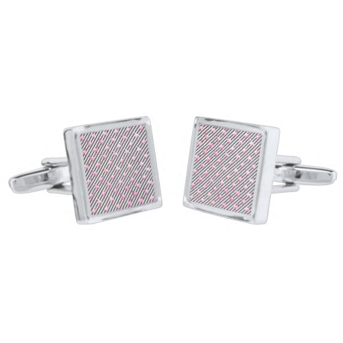 Flamingo Lover Pink Bird Diagonal Stripes Cufflinks