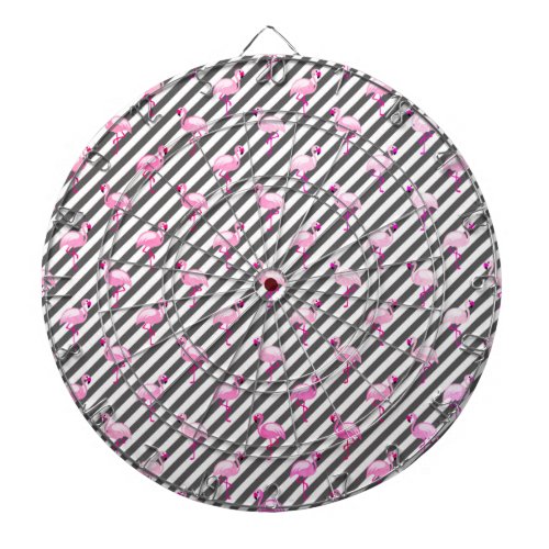 Flamingo Lover Pink Bird Diagonal Stripes Dart Board