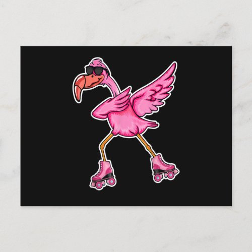 Flamingo Lover Roller Skaters _ Funny Dabbing Flam Postcard