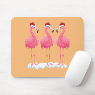 Flamingo Lover Xmas Lighting Santa Pink Flamingos Mouse Pad