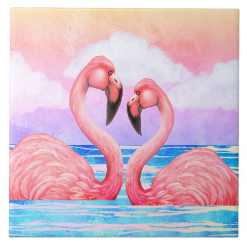 Flamingo Lovers Ceramic Tile