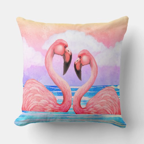 Flamingo Lovers Throw Pillow