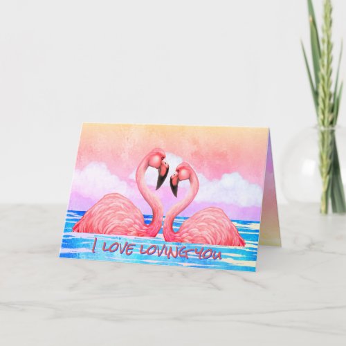 Flamingo Lovers Valentines Day Card