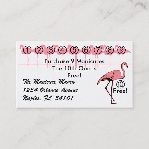 Customizable Flamingo Loyalty Rewards Business Punch Cards Bird Business Card Templates