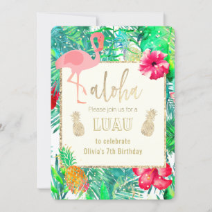 flamingo luau party invitation