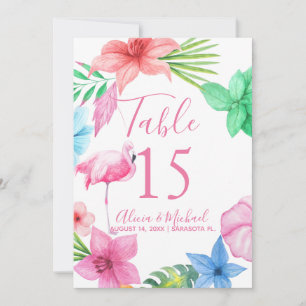 Flamingo luau tropical floral wreath wedding invitation