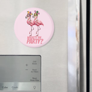 Flamingo Mardi Gras Party Goers Magnet