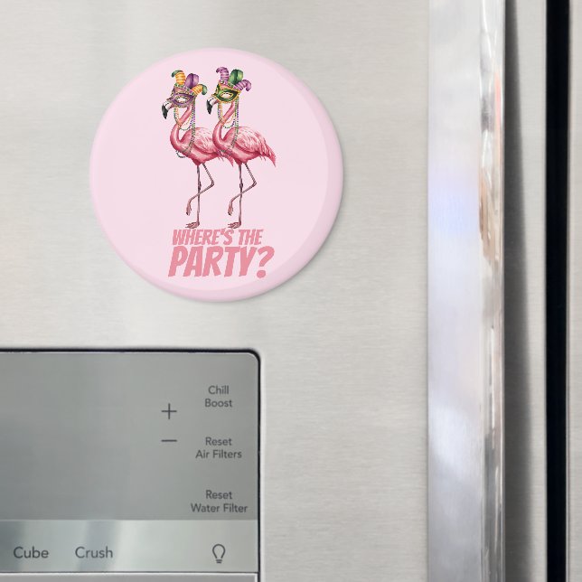 Flamingo Mardi Gras Party Goers Magnet (In Situ (Fridge))